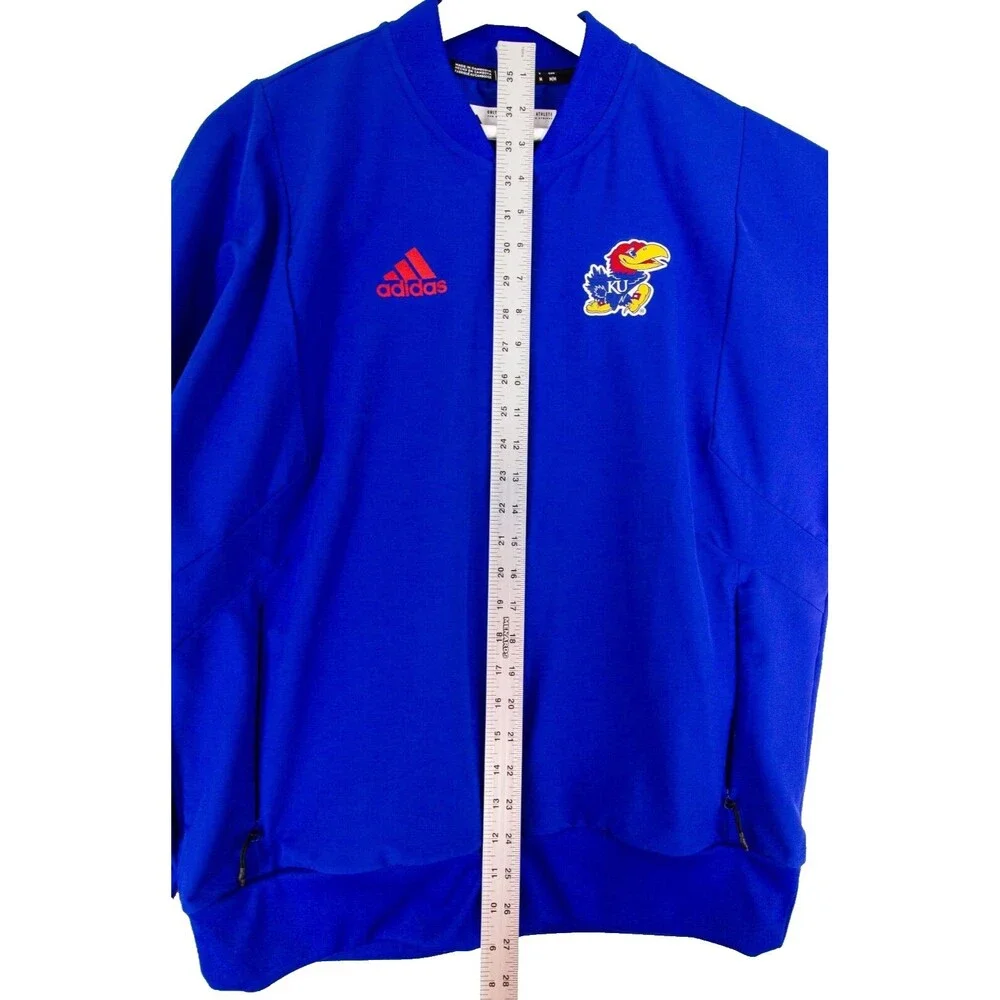 Adidas Kansas Jayhawks KU Players Jacket Full Zip Logo Men's Size Medium Blue